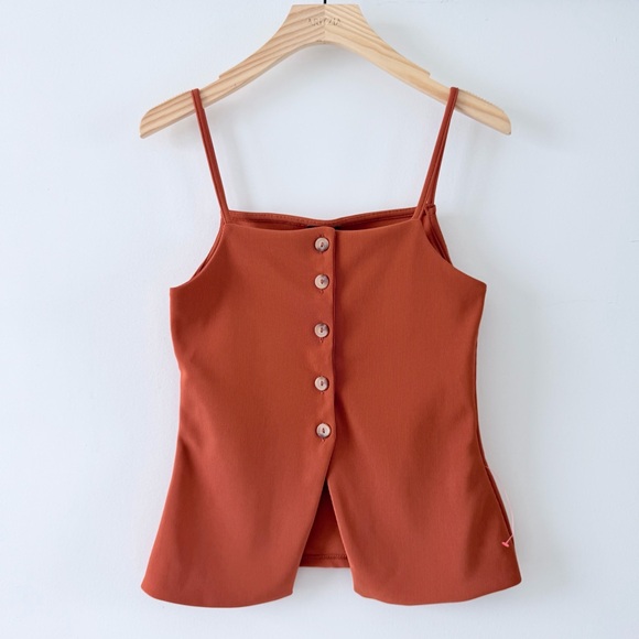 Rust Ribbed Button Front Cami Top Size S ASOS Design - Picture 2 of 10